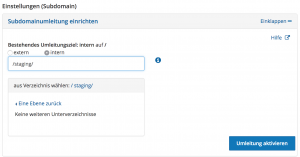 Ziel für die Sub-Domain einrichten am Beispiel von Strato