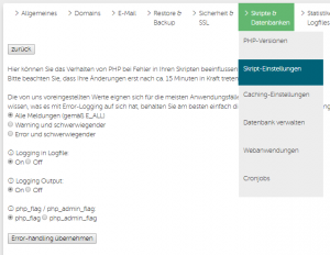 Host Europe Debug Modus aktivieren 