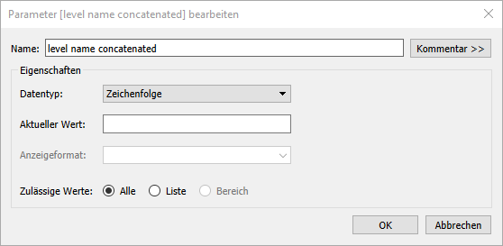 Parameter level name concatenated